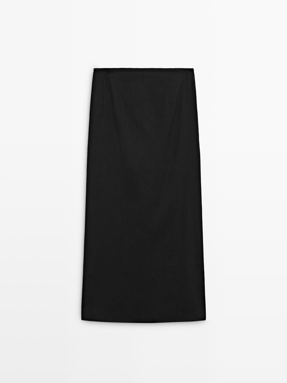 Massimo Dutti Прямая юбка-миди из льняной смеси, черный