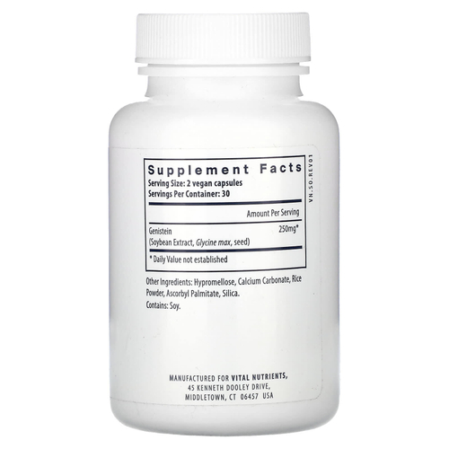 Vital Nutrients, генистеин, 60 веганских капсул (125 мг в 1 капсуле)