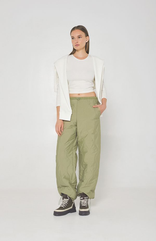 Брюки стёганые AT019 фисташковые - фото 3