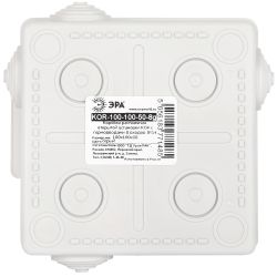 Распаячная коробка ЭРА KOR-100-100-50-8g открытой установки серая 100х100х50мм с гермовводами 8 вх. IP54