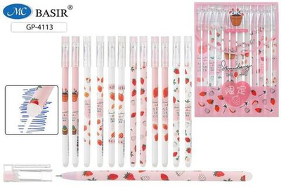 Ручка гель пиши-стирай 0.35мм. "Кошечки" синяя, ассорти (Basir)