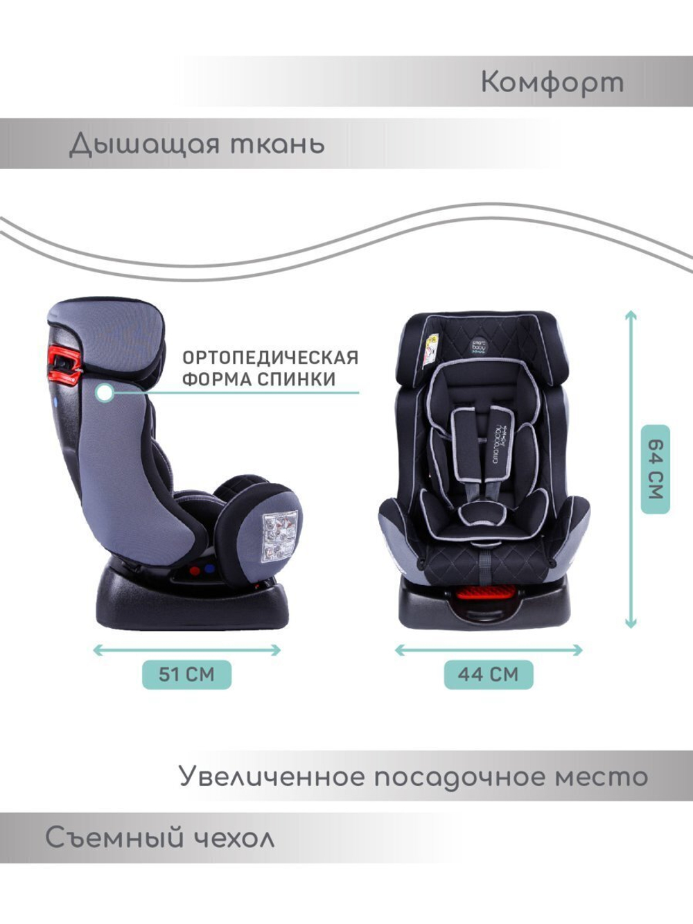 Автокресло детское AMAROBABY Professional, группа 0+/I/II