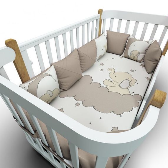 Набор в кроватку для новорожденных Lollycottons Слоники Капучино