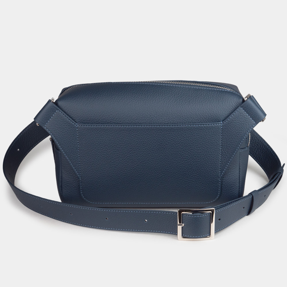 Сумка поясная Slash из кожи теленка, синего цвета