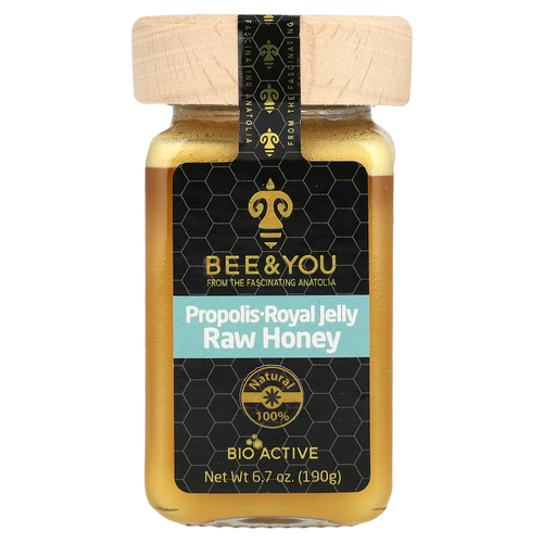 Bee & You, Raw Honey, прополисное маточное молочко, 190 г (6,7 унции)