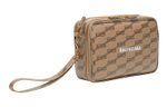 Balenciaga BB MONOGRAM SIGNATURE Coated Canvas Handbag Clutch Men"s Beige