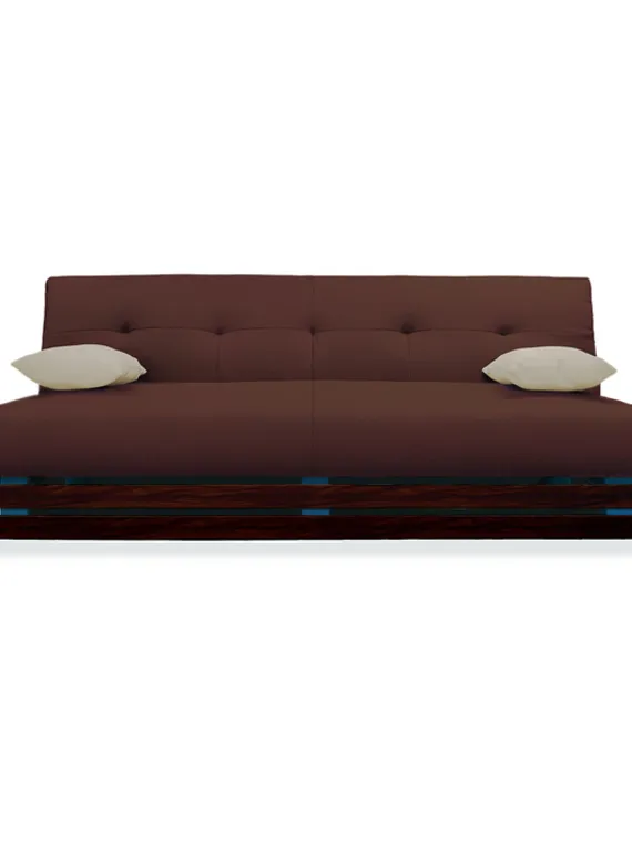 Диван «Манго 1», обивка «нео шоколад», подушки «нео латтэ», панель орех