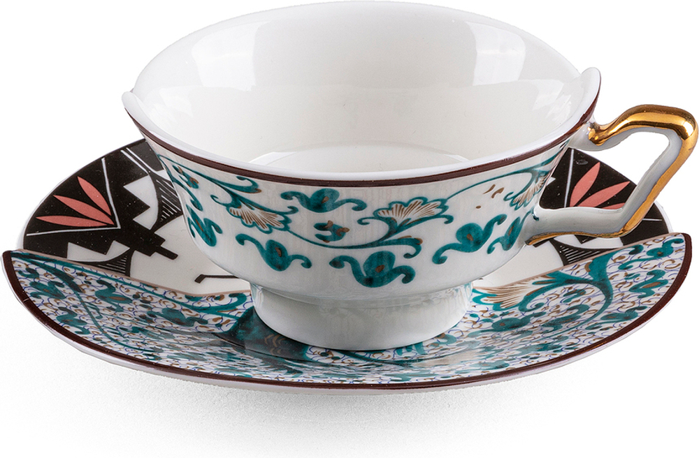 Чашка с блюдцем Seletti Hybrid New Era, 15 см, костяной фарфор