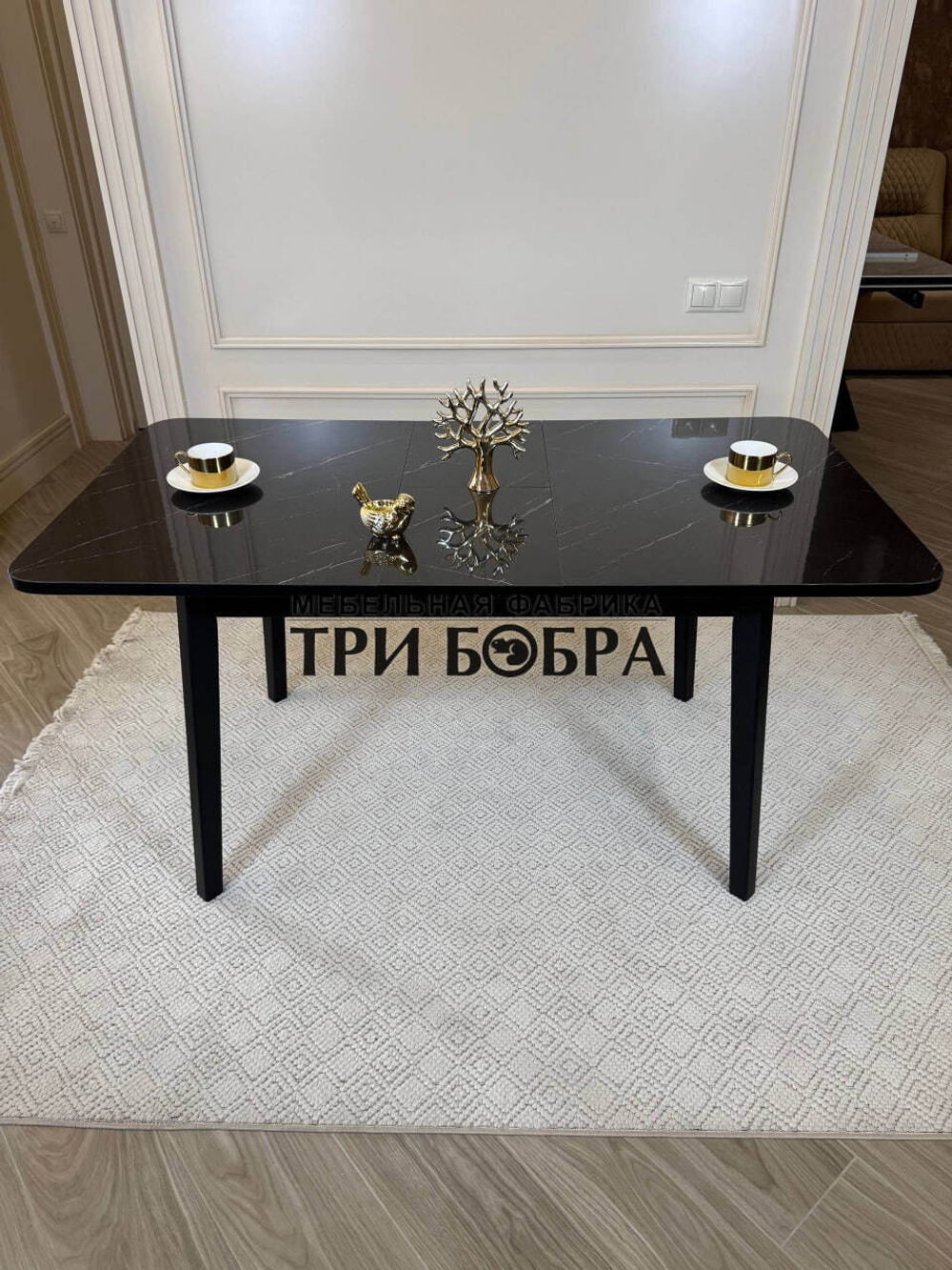 Кухонный раздвижной стол "Модерн", черный мрамор