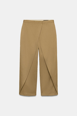 ZARA БРЮКИ С ЗАЩИПАМИ СПЕРЕДИ — ZW COLLECTION, РЫЖЕВАТО-КОРИЧНЕВЫЙ