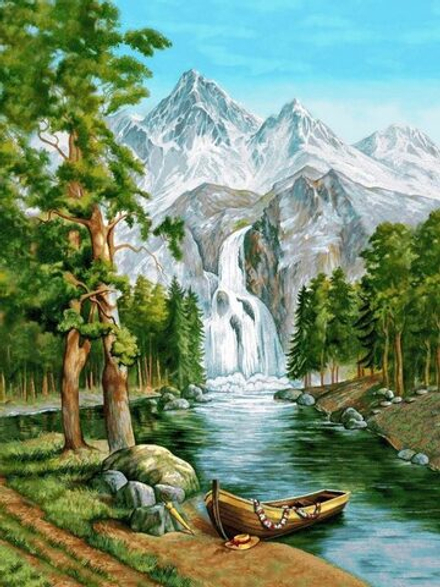 Гобеленовая картина "D. ЖИВОПИСНОЕ МЕСТО" в багетной раме, Россия.