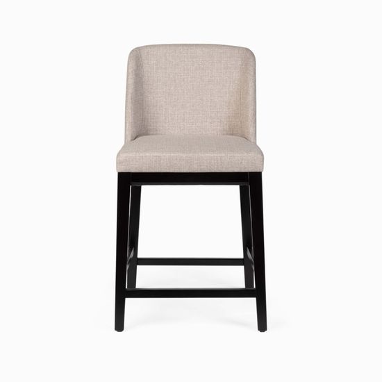 Полубарный стул Morgan деревянный каркас и серая ткань сиденья 