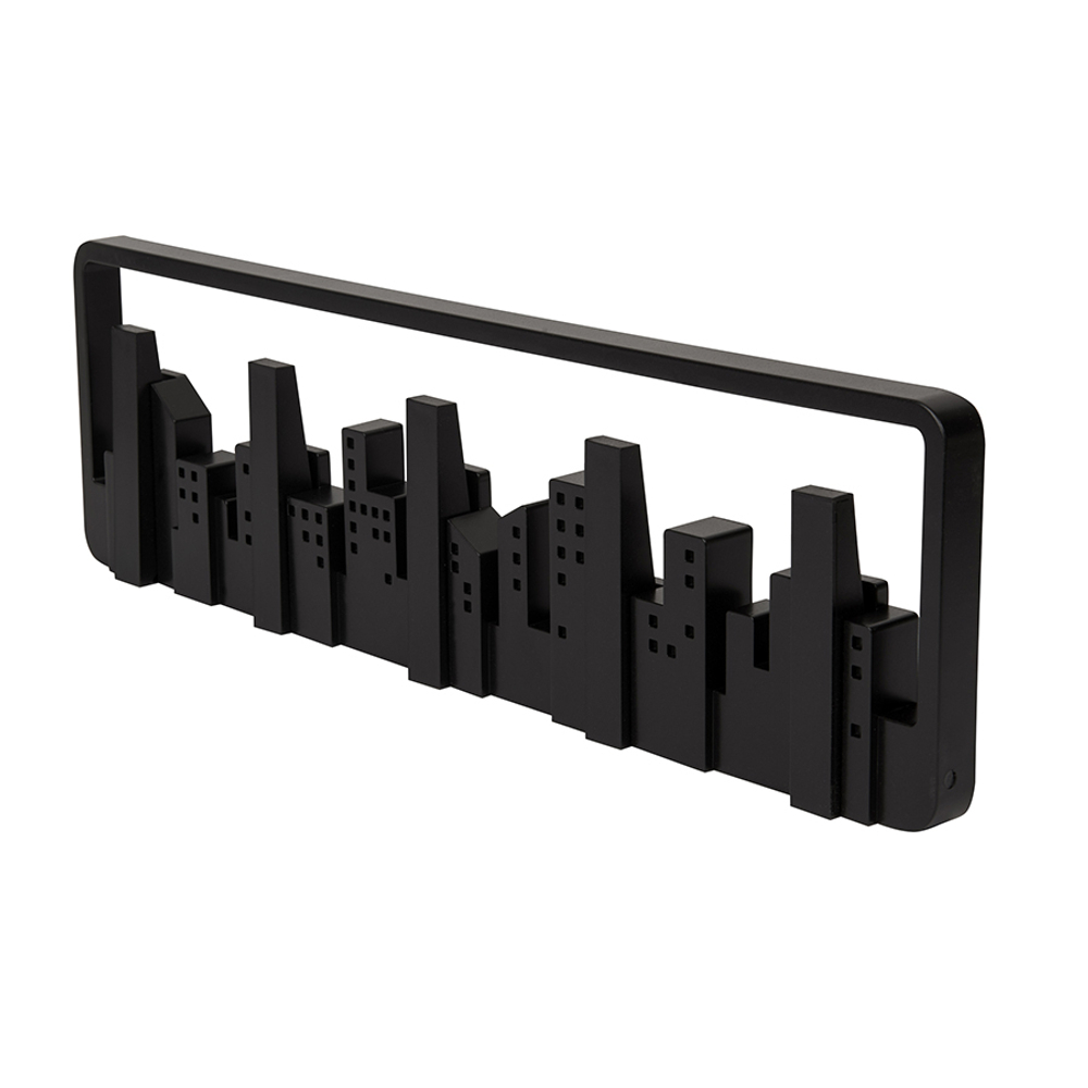 Вешалка настенная skyline, 50 см, черная, 5 крючков