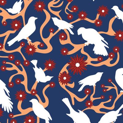 Птицы на цветущем дереве