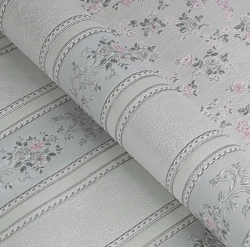 Обои бумажные Д877-06 Ситчик, полоска, флористика 0,53х10,05 м