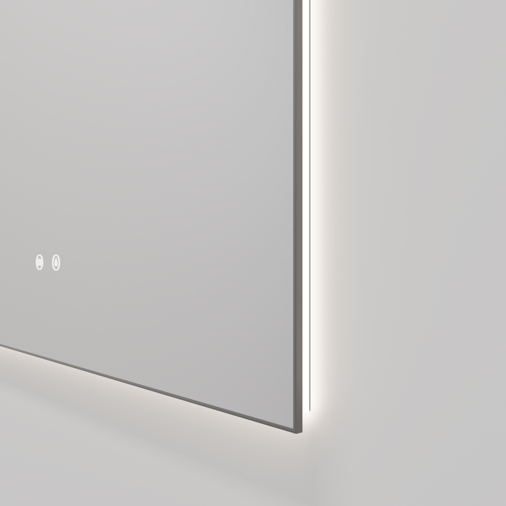 Зеркало LED VLM-4F120GM-2 1200х800 c сенсорным выключателем, антизапотевание, вороненая сталь