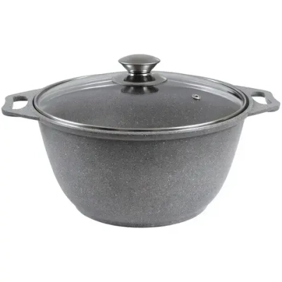 Кастрюля 4л «Мраморная»(светлый мрамор) со стеклянной крышкой кмс42а