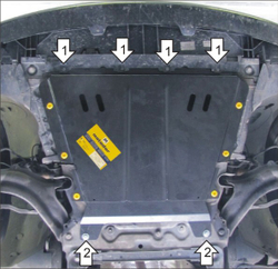 Защита картера Двигателя, КПП. 2 мм, Сталь. для Mercedes Citan 2013-2021, Renault Kangoo 2013-2017, Renault Kangoo 2008-2013 MOTODOR.01729