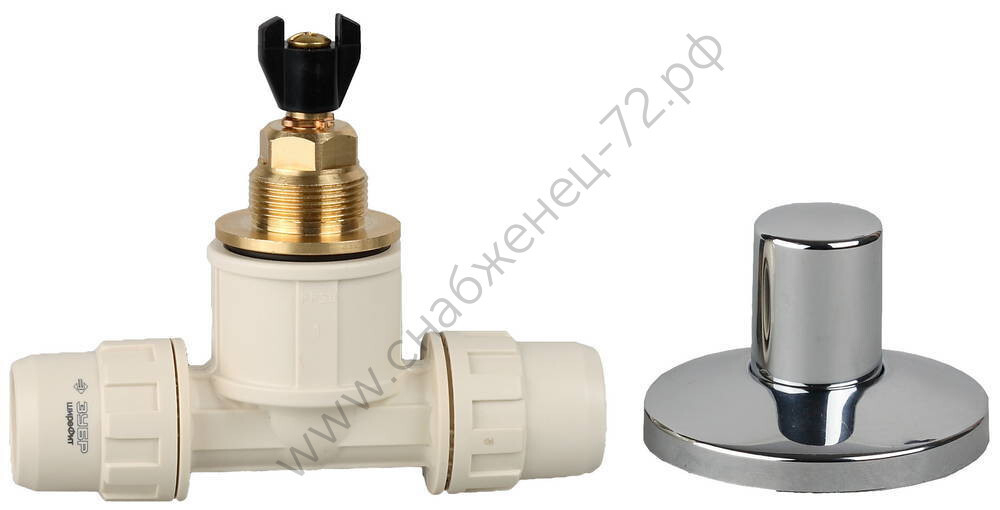 ЗУБР ШиреФит, штуцер с гайкой-кран запорный-штуцер с гайкой 20 мм, Запорный кран (51570-20)