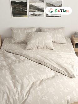 Постельное белье Milky Garden "Foggy Albion" семейное  Наволочка 50х70 см 2 шт  Простынь на резинке 160х200 см  Пододеяльник 145х215 см(2шт)