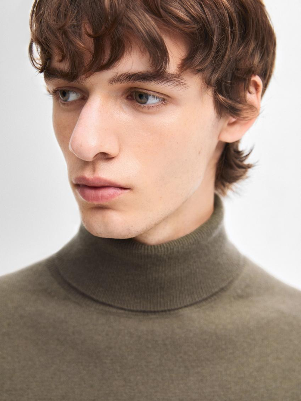 Massimo Dutti Свитер из смесовой шерсти, светлый хаки