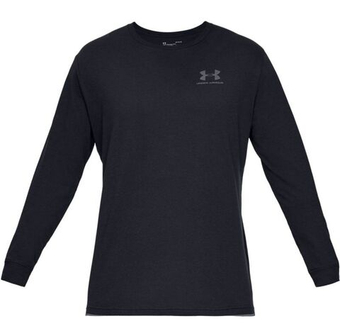 Мужская теннисная футболка теннисная Under Armour Men's Sportstyle Left Chest Long Sleeve - черный