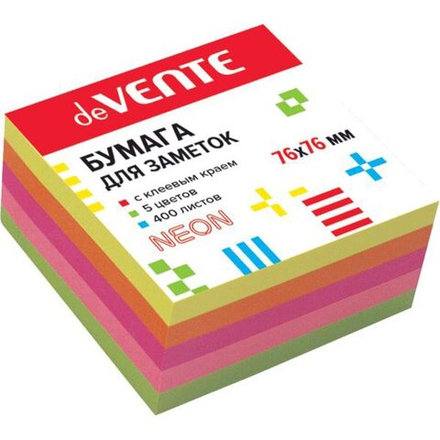 Бумага с липким краем (76*76мм)  400л, 5цв., НЕОН