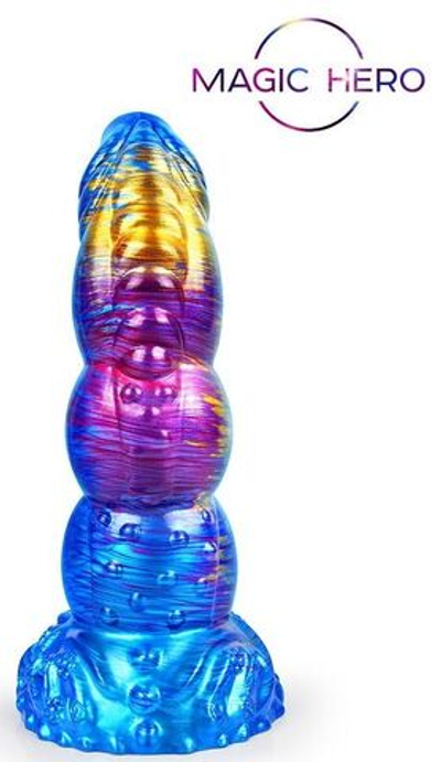 Фантазийный фаллоимитатор на присоске - 23 см. (Цвет: синий)