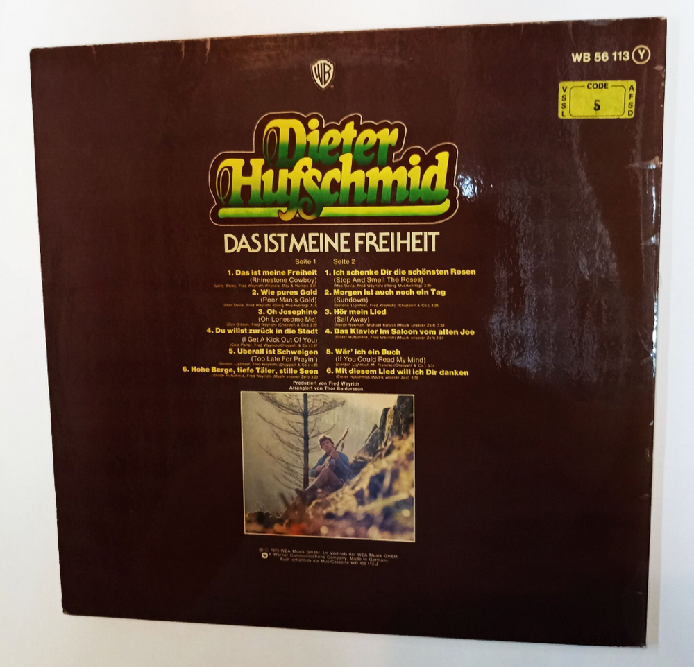 Винтажная виниловая пластинка LP Dieter Hufschmid Das Ist Meine Freiheit (Germany 1975)
