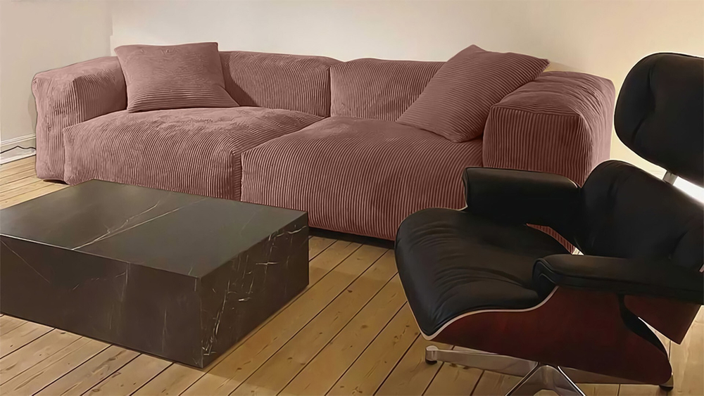 Диван Фиджи двухсекционный (большой) Cilium Coral 273*116*62 см, Розовый Вельвет Нераскладной Фиеста