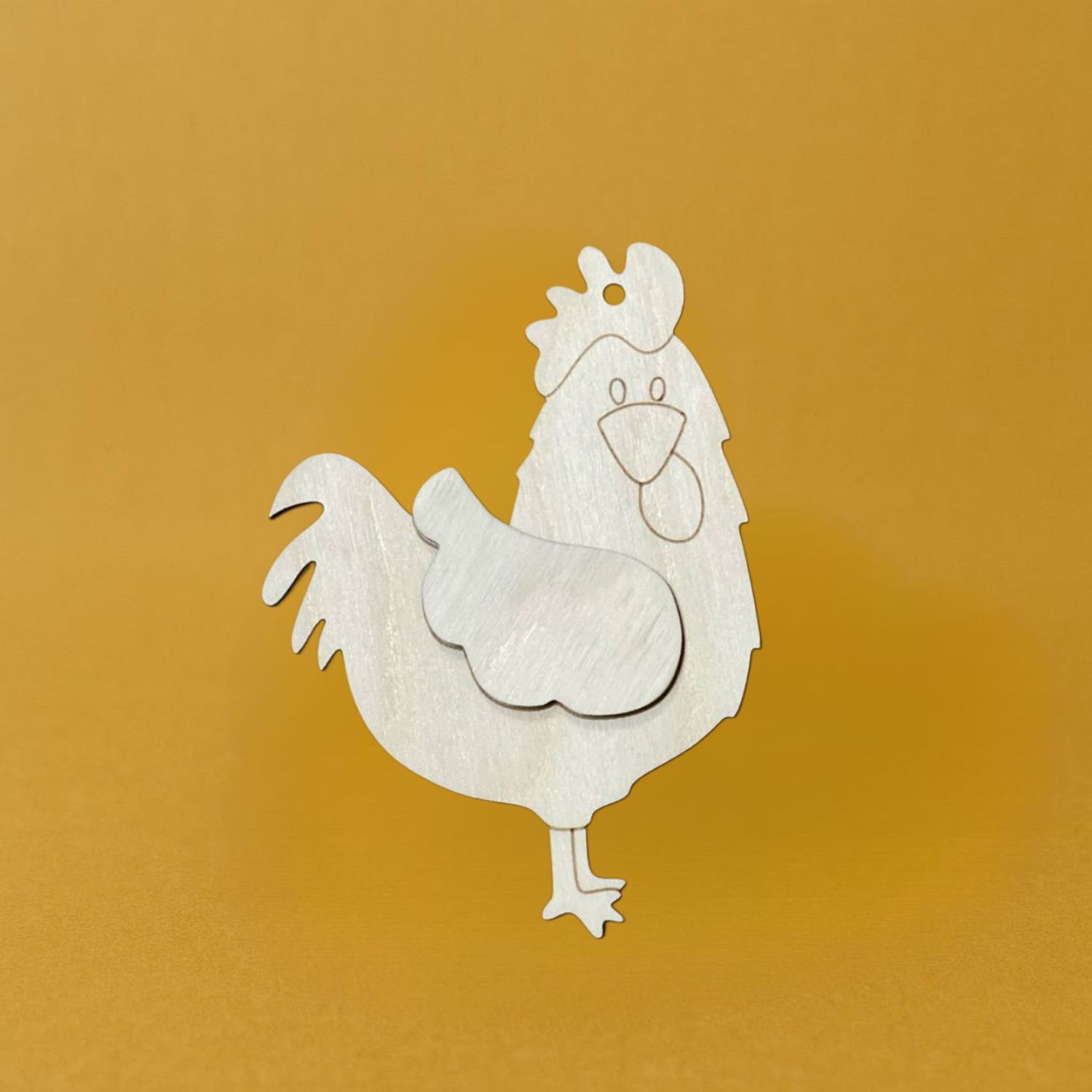 Курочка с накладным крылом, 10*9,5см фанера