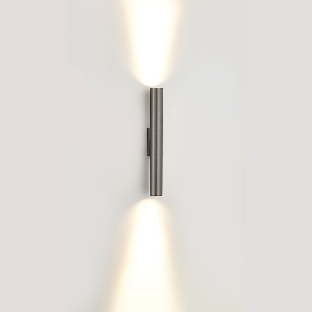 Светильник настенный Compass 2х10W,  D45xH380мм,  2069Lm,  3000К,  матовое серебро