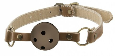 Коричневый пластиковый кляп-шар на кожаных ремешках (Цвет: коричневый)