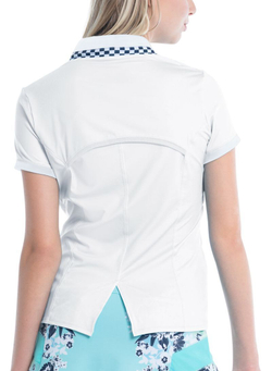 Женская теннисная футболка Lucky in Love Cool Urbana Geo Mod Notch Short Sleeve - white