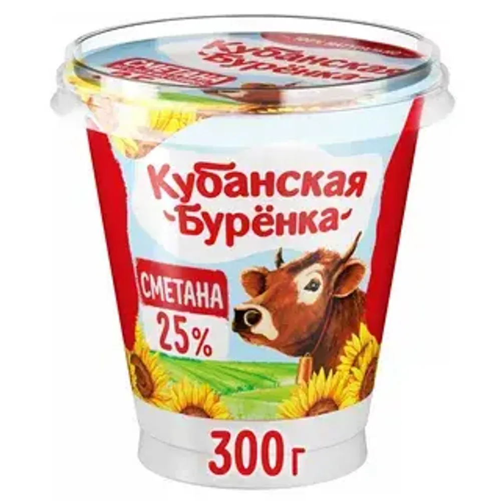 Кубанская буренка сметана 25 % 300 гр