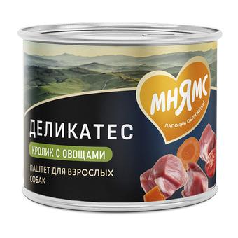 Влажный корм консервы для собак всех пород Деликатес "Касуэла по-мадридски" паштет из кролика с овощами Мнямс 0,2кг 12 шт