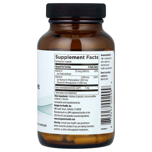 Designs For Health, Vitamin D Supreme с витаминами K1 и K2, 180 вегетарианских капсул