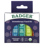 Badger, Органический дорожный набор для ароматерапии, 5 упаковок, 4,3 г (0,15 унции)