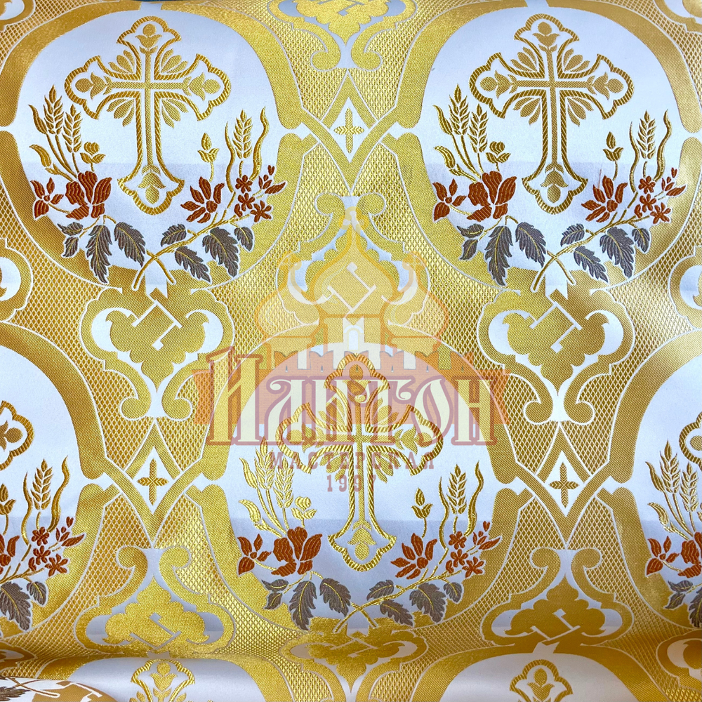 Шёлк Павлово-Посадский С718-5523 белый с золотом