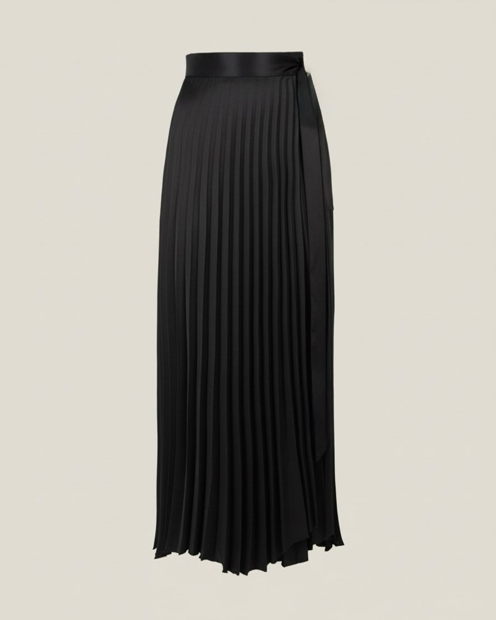 Юбка плиссе макси из сатина в черном