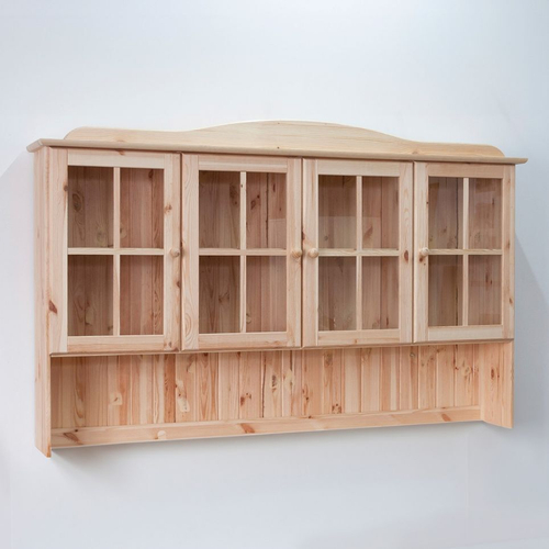 Шкаф Лена 4-дверный из сосны, с полками (верхняя часть буфета Лена), в натуральной отделке