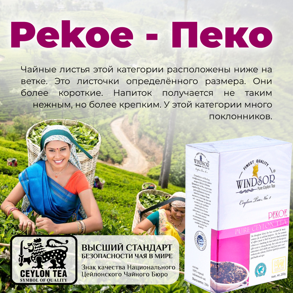 Windsor, цейлонский черный чай премиум качества (PEKOE) ,200гр