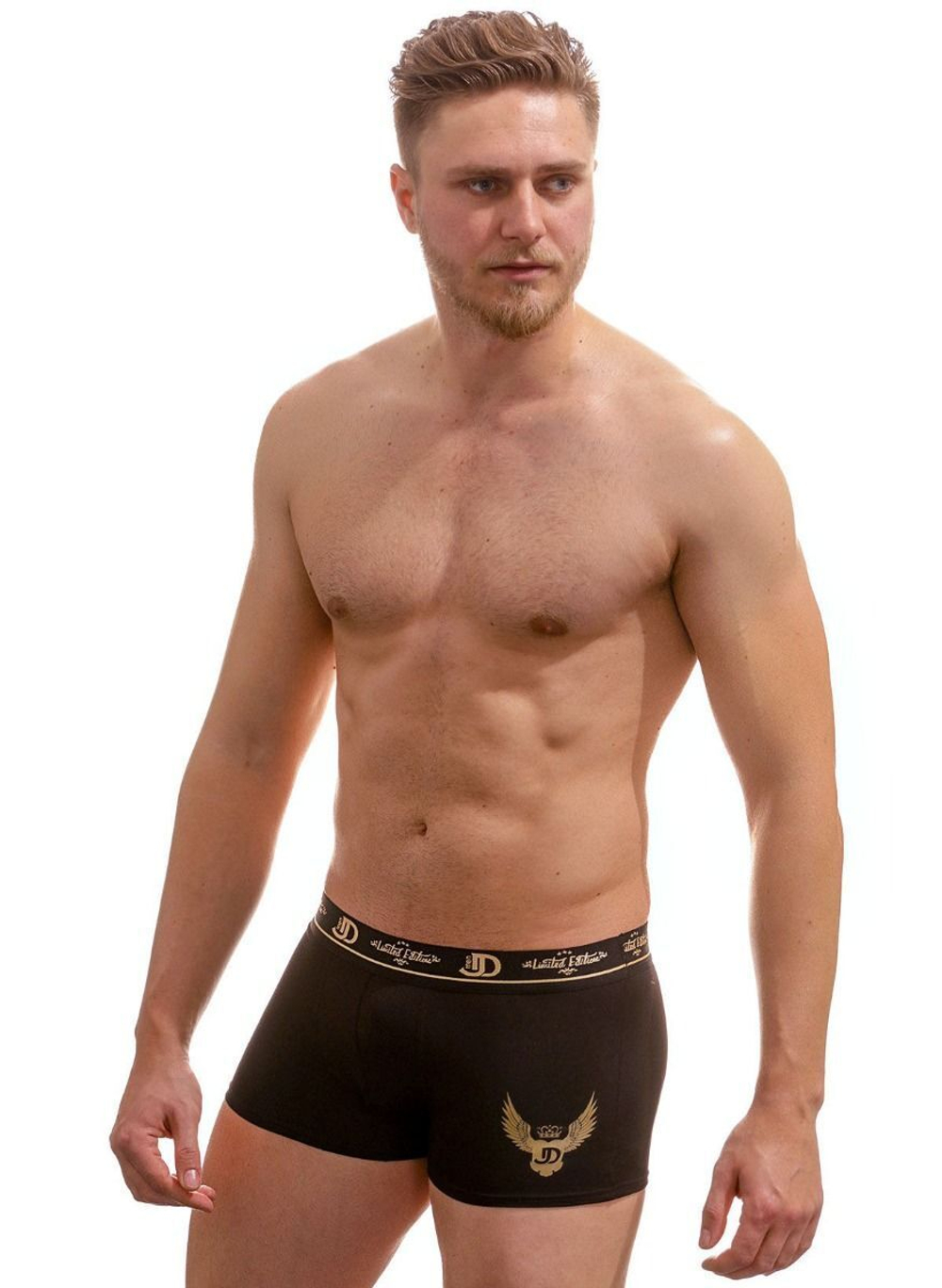 Мужские трусы-боксеры с эмблемой (Размер: L) (Цвет: темно-синий)