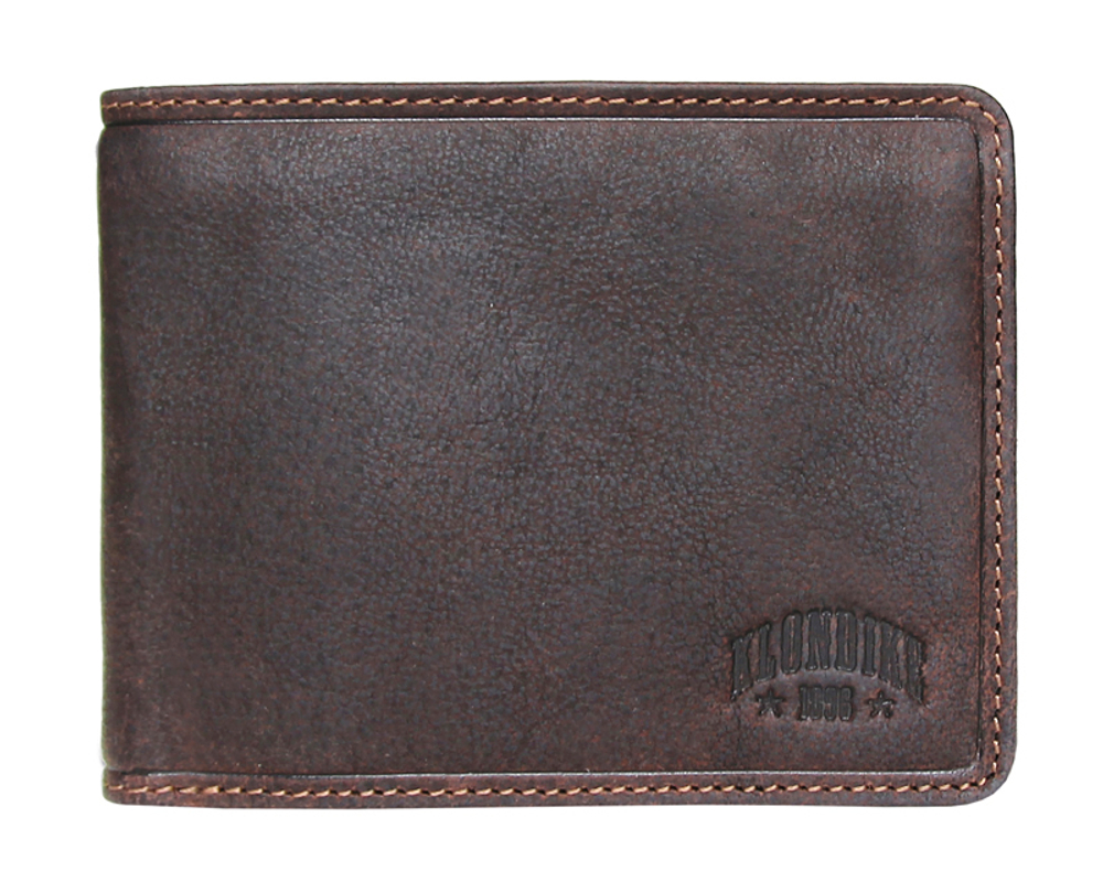 Качественный женский бумажник тёмно-коричневый из натуральной кожи с 12 отделениями для кредитных карт, 1 отделением полузакрытого типа, 2 отделениями для купюр KLONDIKE «BILLY»