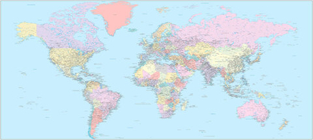 Политическая карта мира 150 х 250 см , большая настенная , подробная,2025 год на русс-яз.