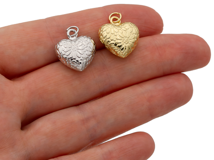 Подвеска "Сердце цветочное" 3D, 17мм