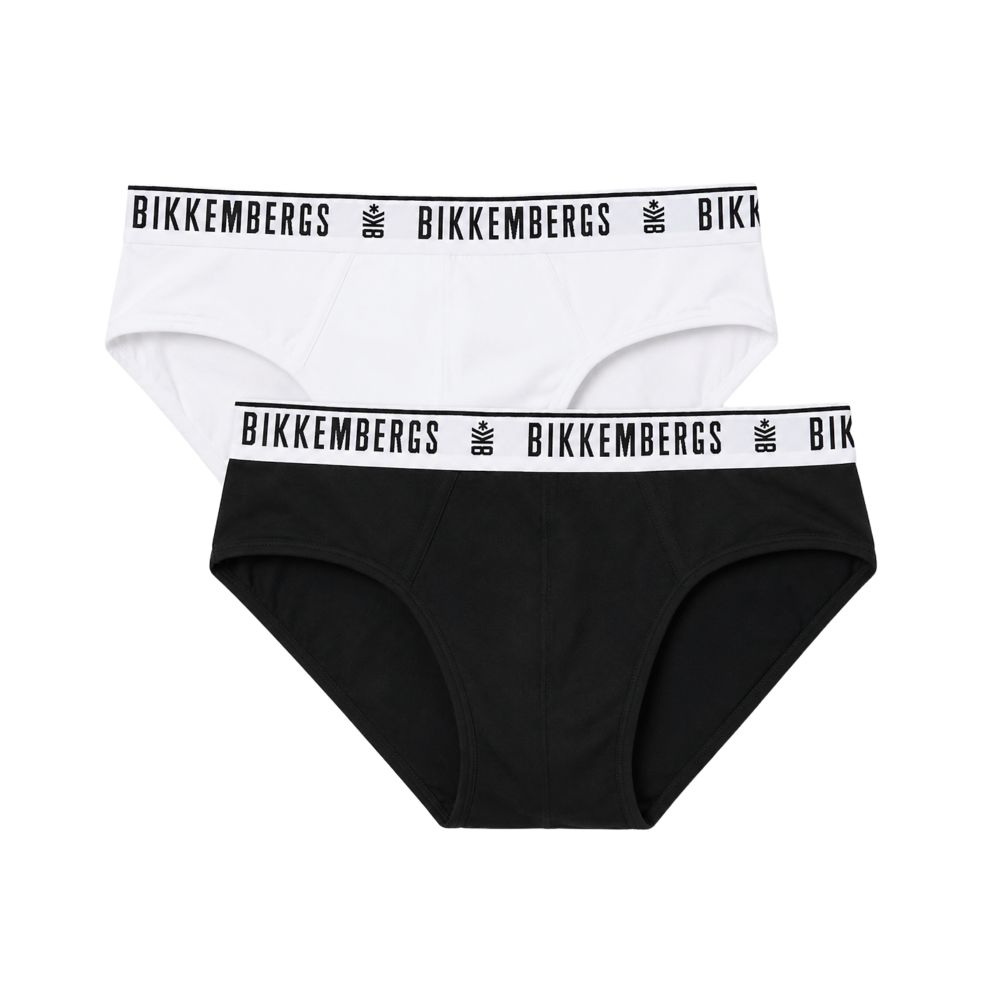 Набор мужских трусов брифов 2в1 (черные, белые) Bikkembergs BKK42USP19BI