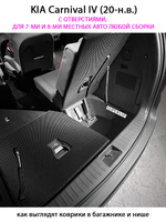 Коврики ЭВА в багажник и нишу для KIA Carnival IV (20-н.в.) С ОТВЕРСТИЯМИ, на 7-ми и 8-ми местных авто любой сборки