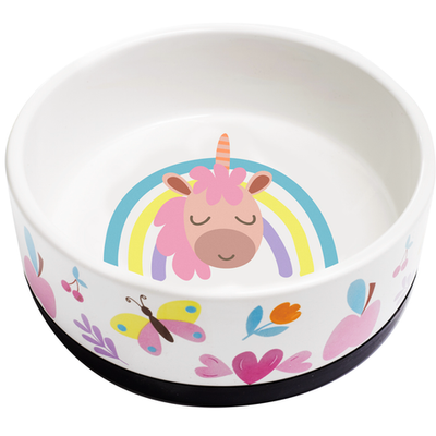 Миска керамическая на резинке "единорог", 0,45л, triol