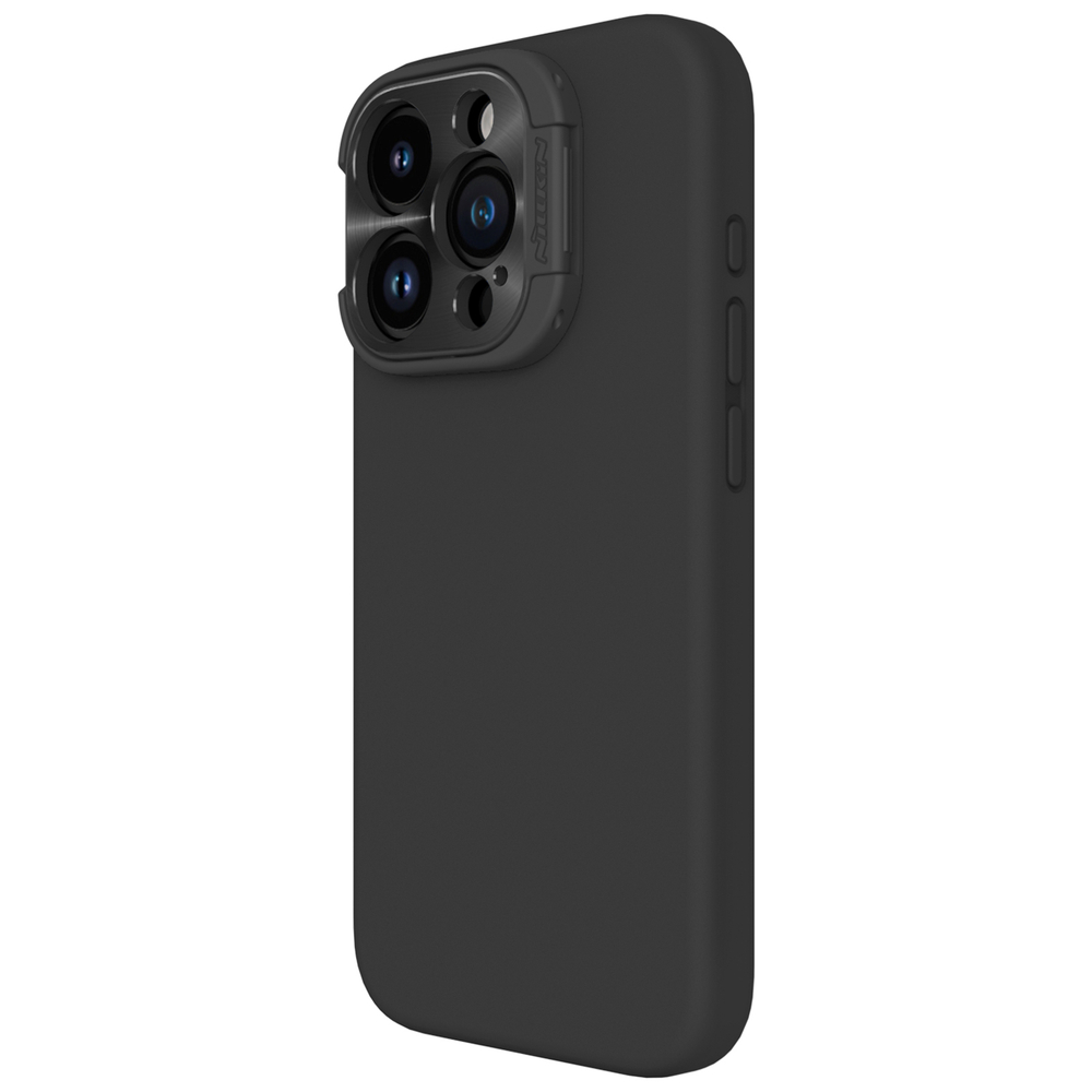 Чехол от Nillkin с металлической откидной крышкой камеры для смартфона iPhone 15 Pro, серия LensWing Magnetic Case (поддержка беспроводной зарядки)